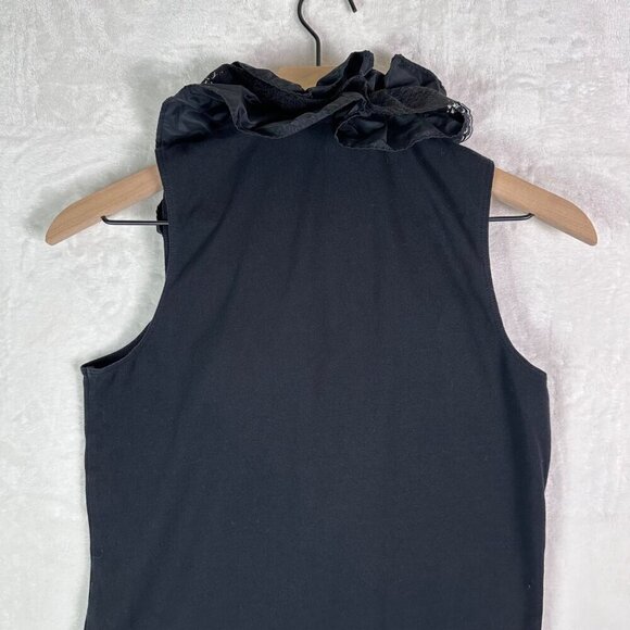 CABI Limited Edition Sleeveless Ruffle Top Black Tafia Lace Whimsygoth Blouse M - Picture 8 of 15